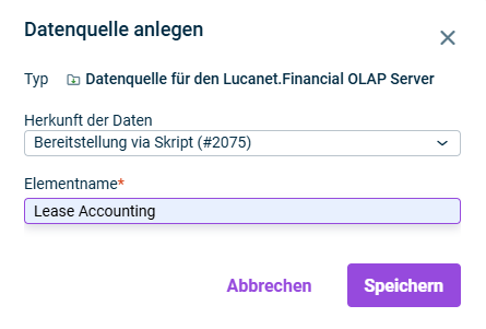 Der Dialog zum Anlegen einer Datenquelle wird angezeigt.