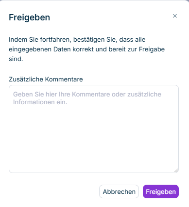 Der Dialog zur Freigabe eines Formulars wird angezeigt.