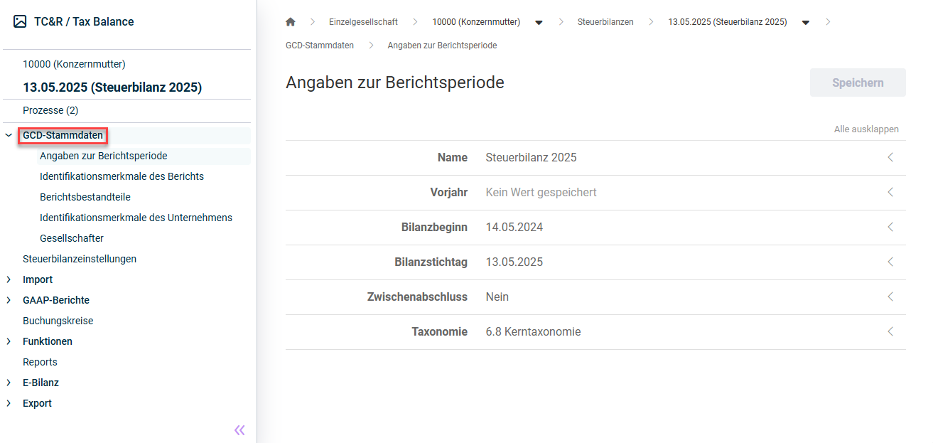 Arbeitsbereich 'GCD-Stammdaten'