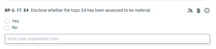 A YES/NO answer with a respective text field is displayed.