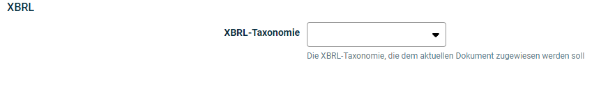 Zeigt das Feld, das in den Dokumenteinstellungen für die XBRL-Taxonomie konfiguriert werden kann