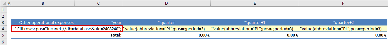 'Fill rows' statement