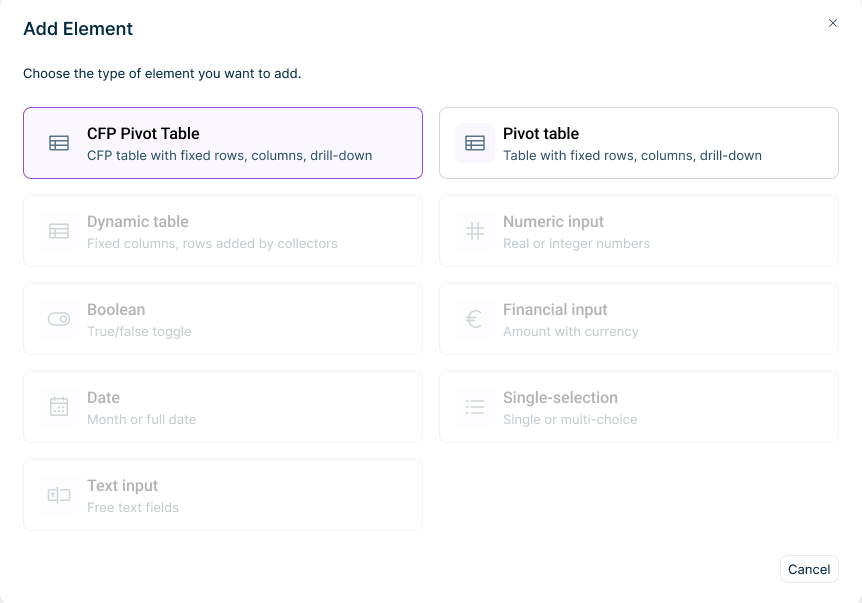 The 'Add Element' dialog is displayed.