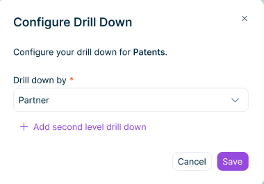 'Add second-level drill down' option is displayed.