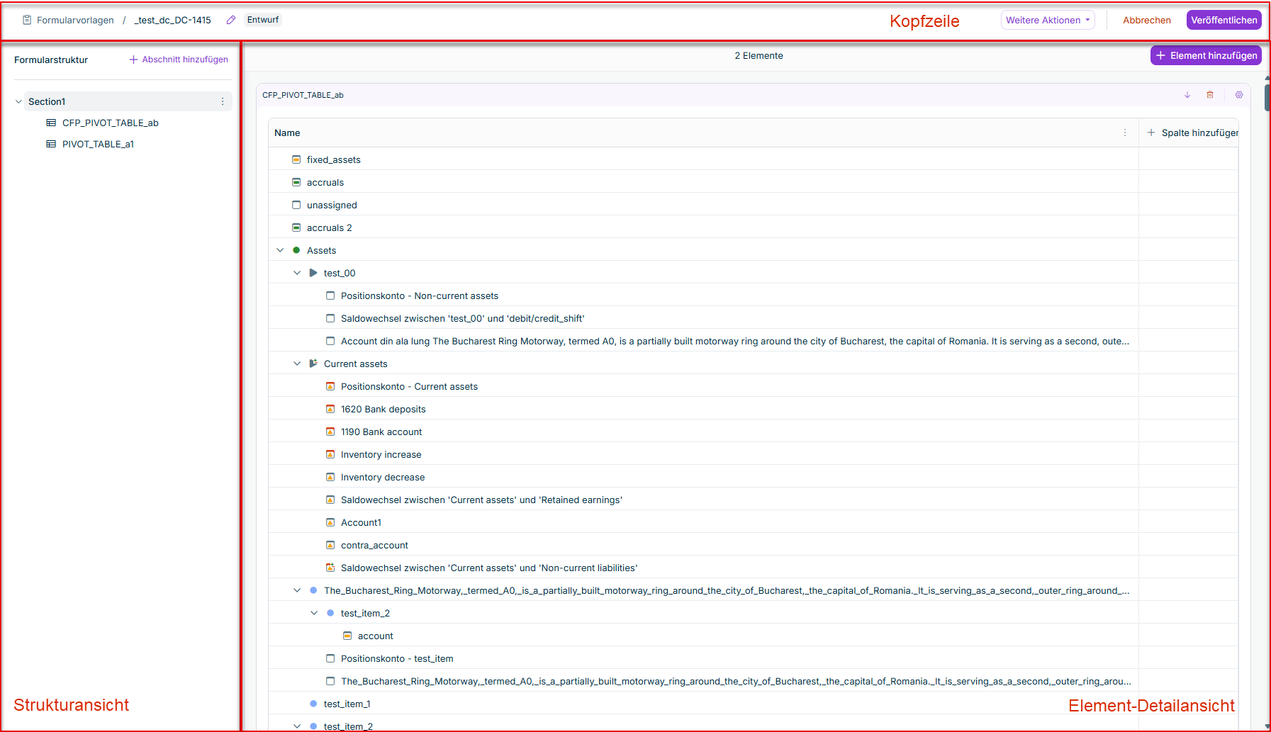 Ein Beispiel einer Detailansicht wird angezeigt.