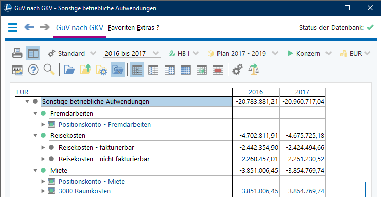 Zeigt ein Buch in Lucanet mit einer Position und mehreren Unterebenen