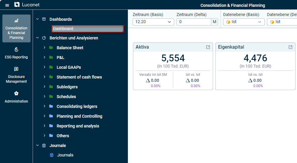 Dashboards Anzeigen Und Konfigurieren | LucaNet Support