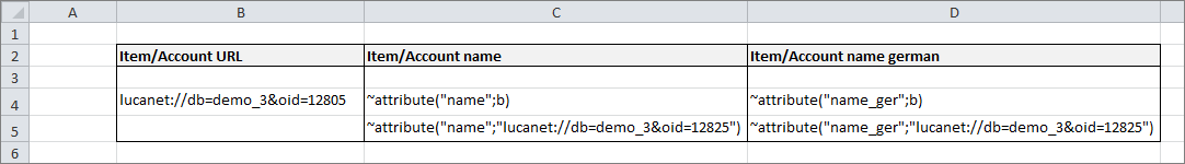 Shows an Excel section with a tilde formula ~attribute