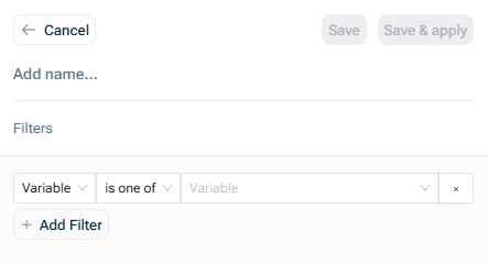 The filter area of the 'Views' dialog is displayed.