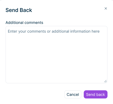 The dialog for rejecting a form is displayed.