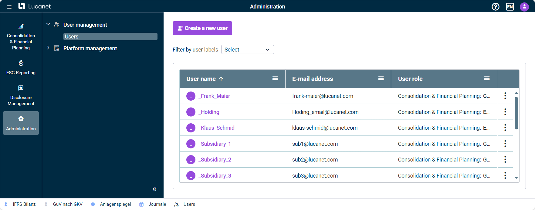 The Administration user interface is displayed. 