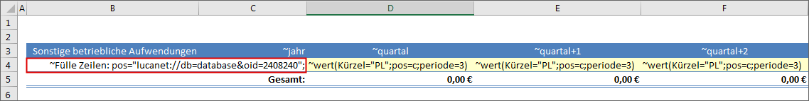 Anweisung 'Fülle Spalten'