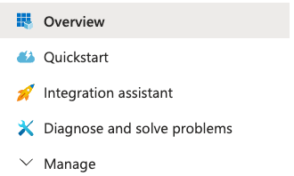 Zeigt den Menübefehl 'Overview' im Azure Portal an.