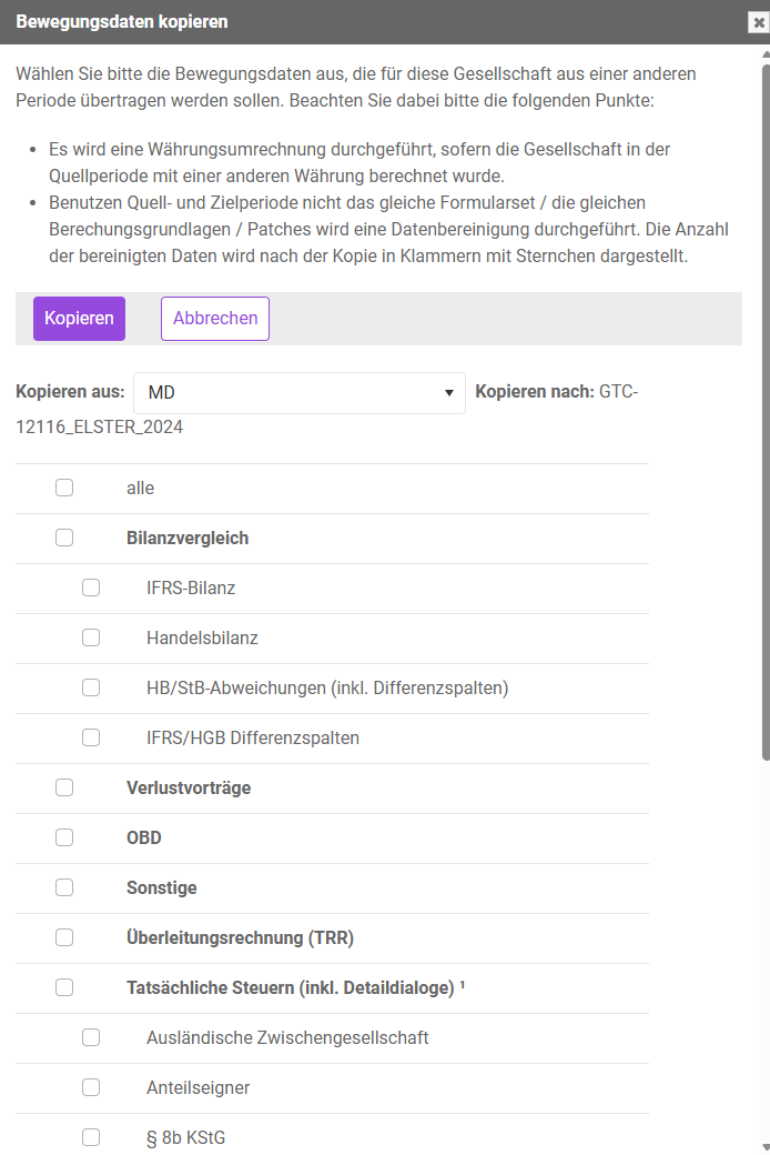 Dialog 'Bewegungsdaten kopieren'