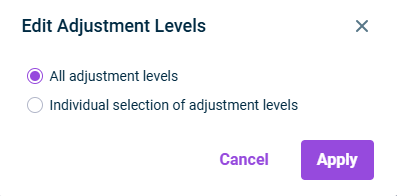 Edit adjustment levels