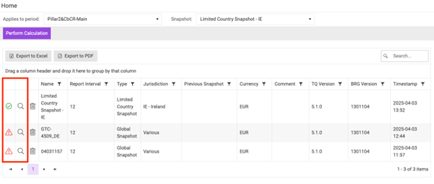 Validation of snapshots