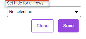 Part of the rounding view. Shows the options for hiding all rows at the end of the detail view. The title of the options, 'Set hide for all rows', is framed in red.