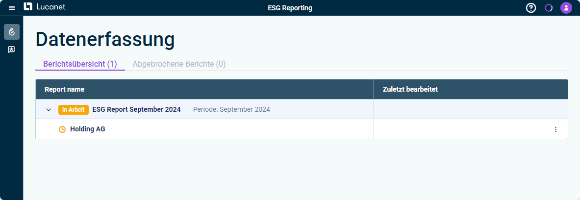 Die Übersicht mit den zugewiesenen ESG-Berichten wird angezeigt.