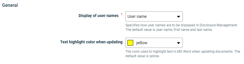 Displays the input fields for configuring the general, system-wide settings.