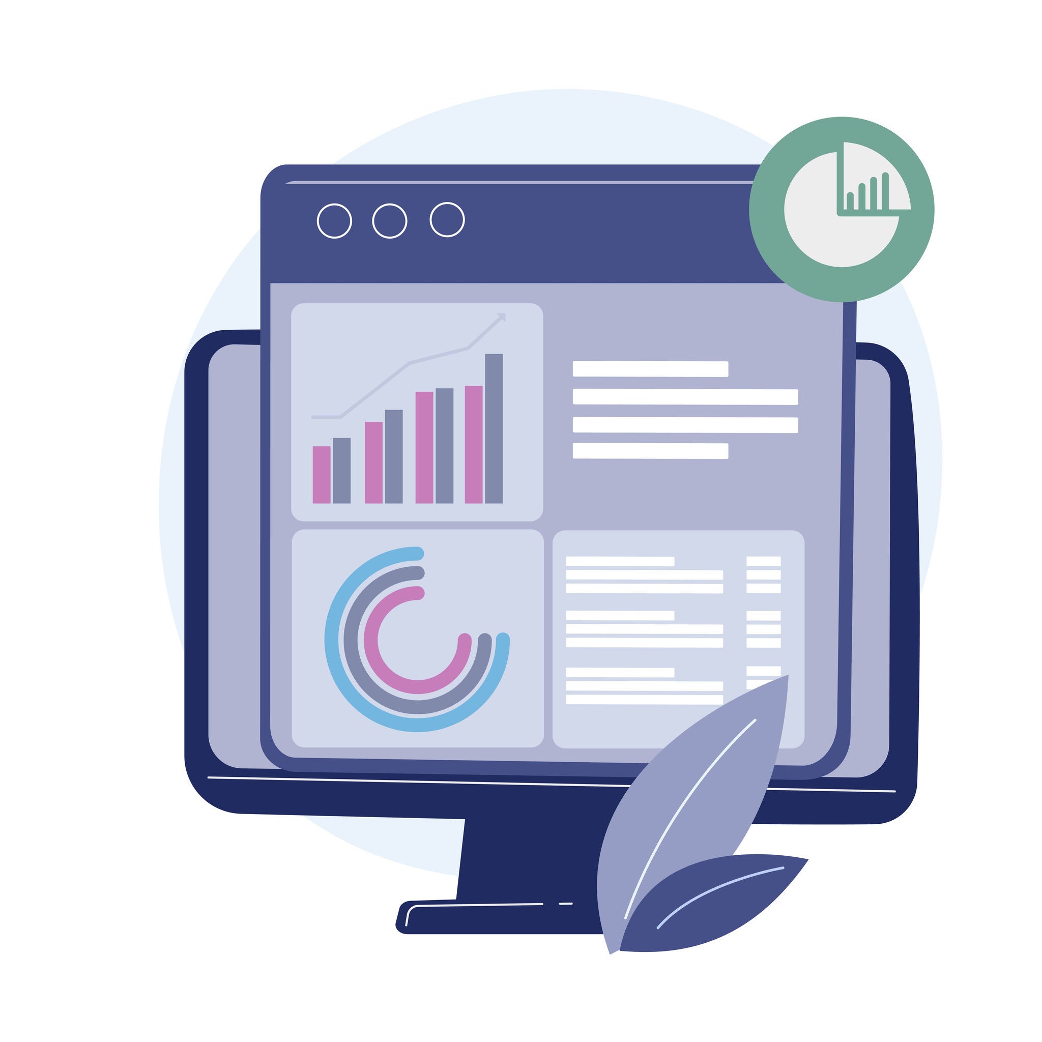 Es wird eine Illustration zum Thema Visualisierung im LucaNet.Web Client angezeigt.