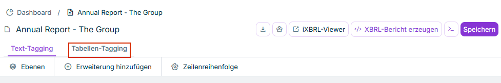 Öffnen der Ebene zum Tabellen-Tagging