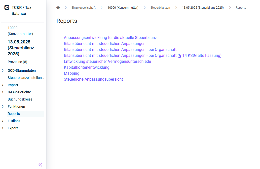 Arbeitsbereich 'Reports'