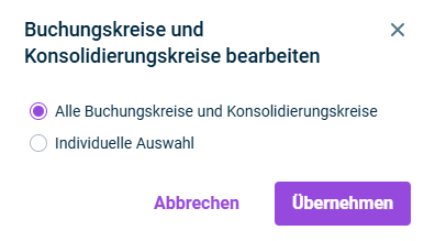 Buchungs- und Konsolidierungskreise bearbeiten