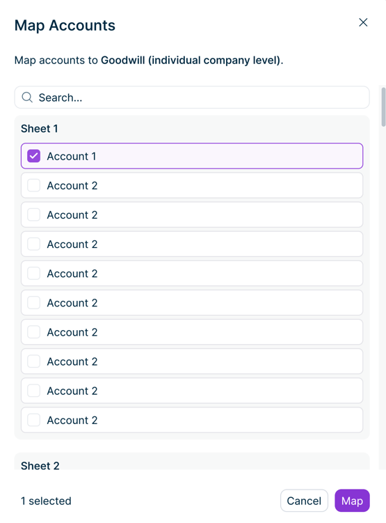 Column header with a link icon indicating a configured column mapping