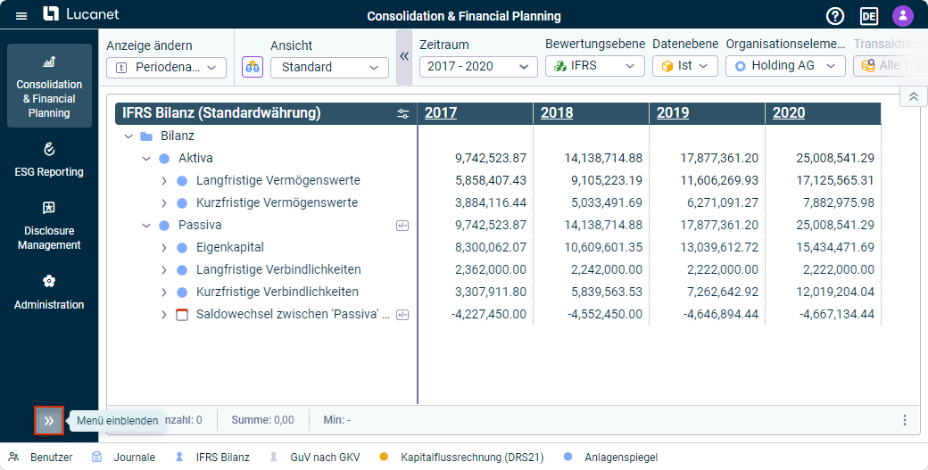 Allgemeine Funktionen | LucaNet Support