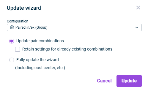 'Update wizard' dialog
