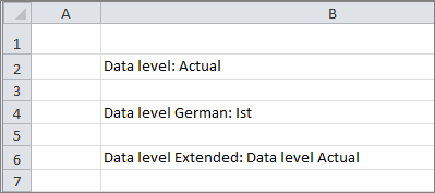 Shows an Excel section with the results of the three tilde formulas for returning attribute values