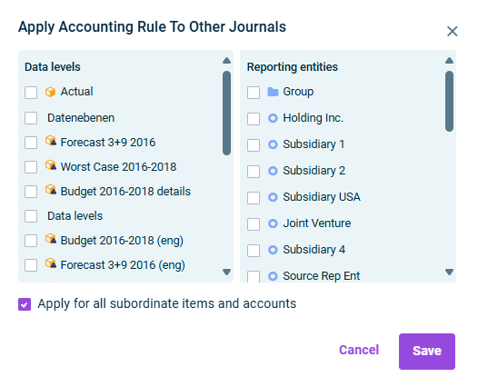 'Apply accounting rule to other journals' dialog