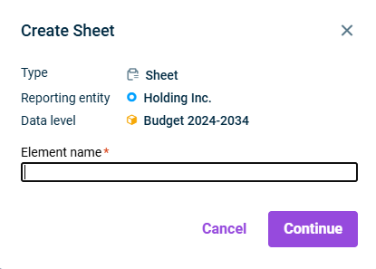 Creating a sheet