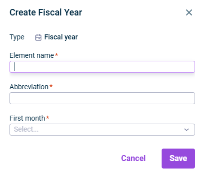Creating a fiscal year