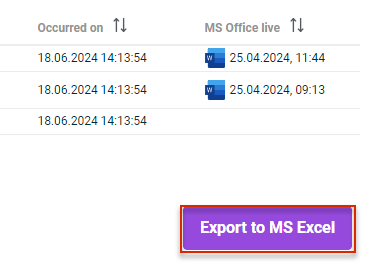 Exporting history to MS Excel