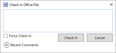 Dialog for checking in an Office file
