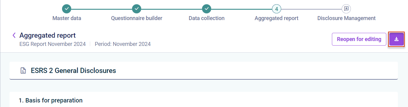 The option to export report data is displayed.