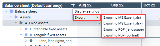 'Export' function