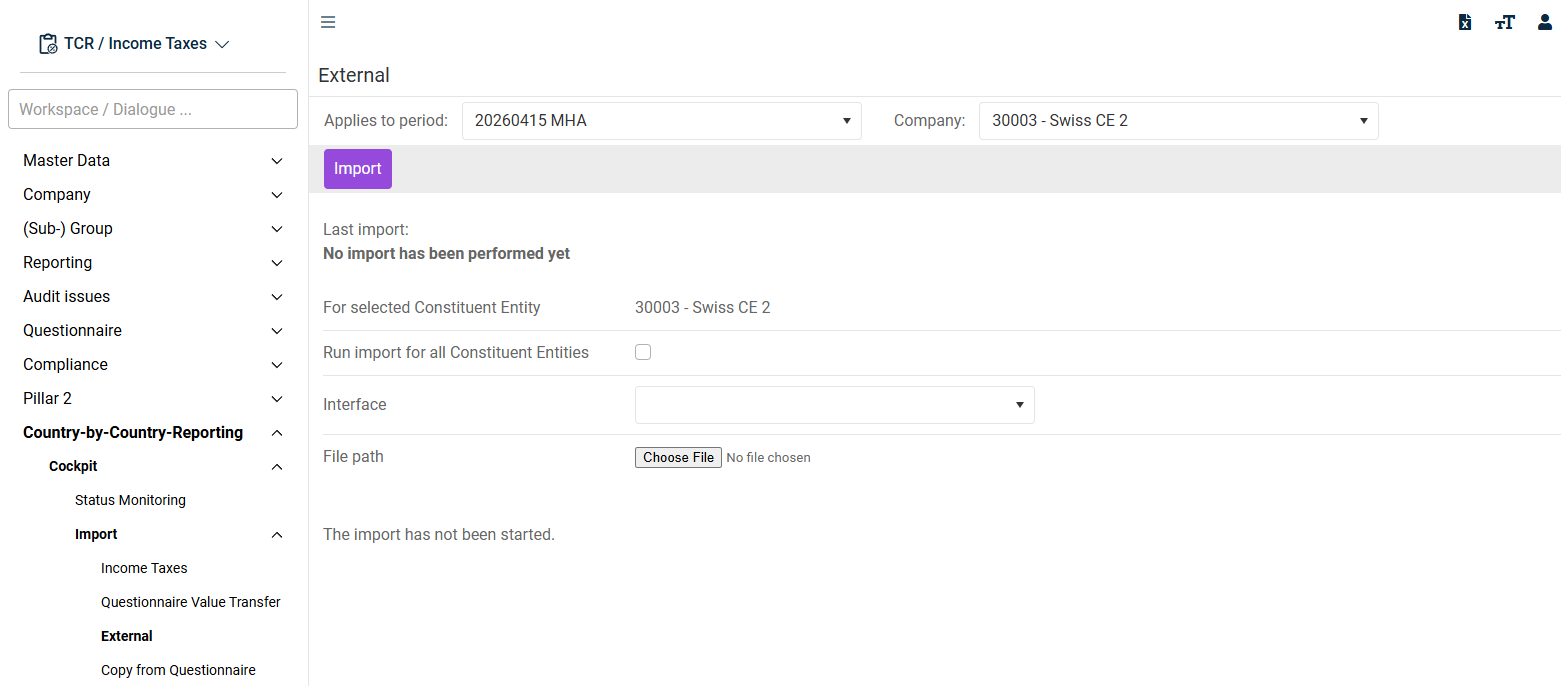 The External workspace in the Import folder.
