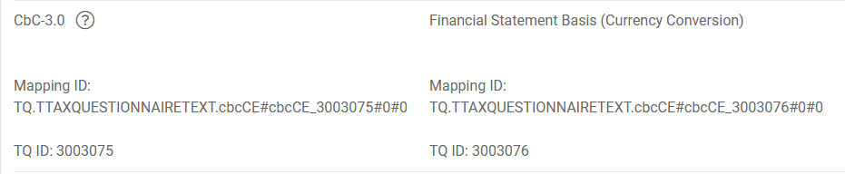 CE Information workspace with the Mapping ID and TQ ID displayed below each field.