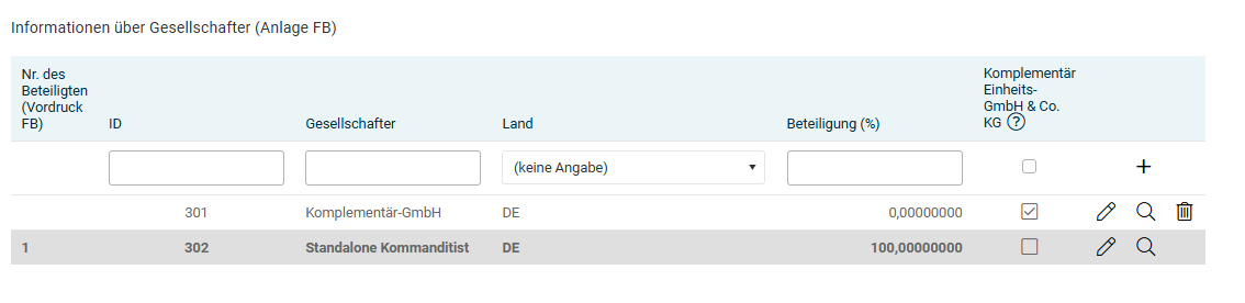 Recording general partner in the FB attachment (Anlage FB)
