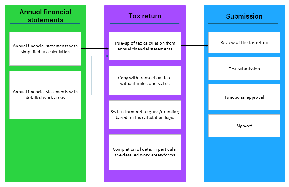 Process from annual financial statements to submission