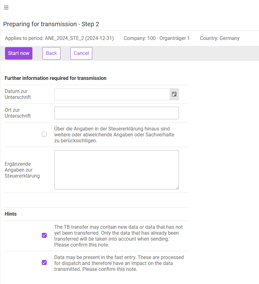 Preparing for transmission - Step 2