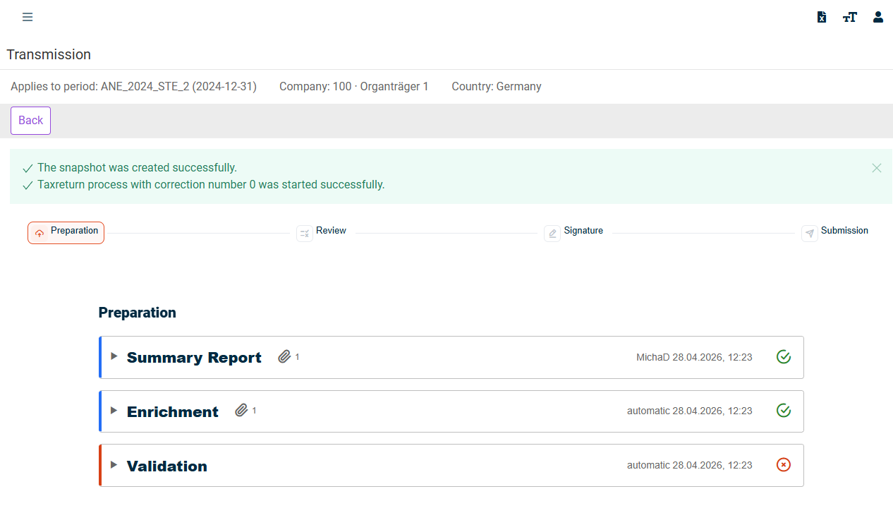 Transmission process: Click the triangle to the left of a process step to show more information about each step.