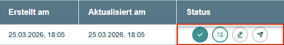 Status mit Buttons für Prozessschritte