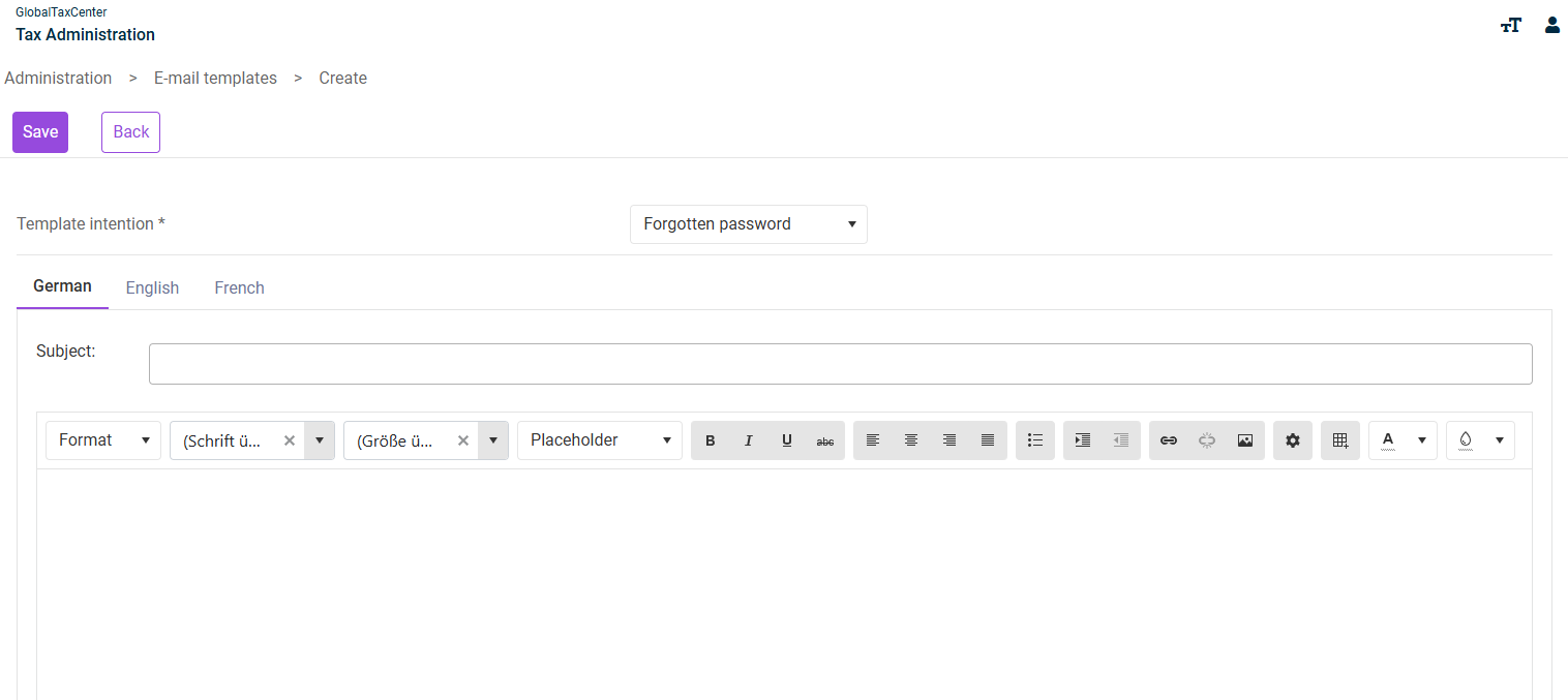 Create E-mail template