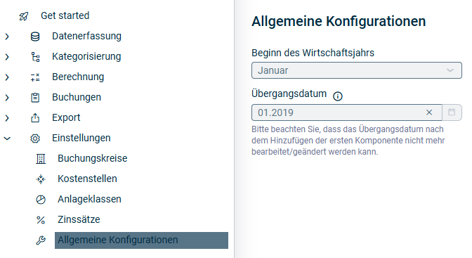 Der Arbeitsbereich Allgemeine Konfigurationen wird angezeigt.