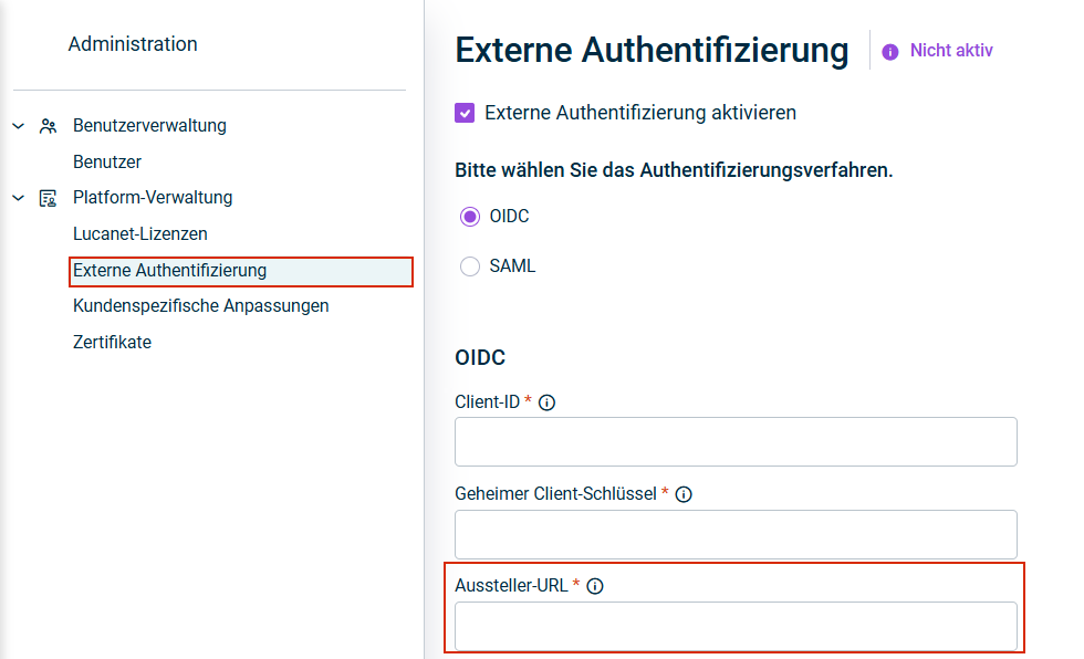 Zeigt das Feld 'Aussteller-URL' in Lucanet an