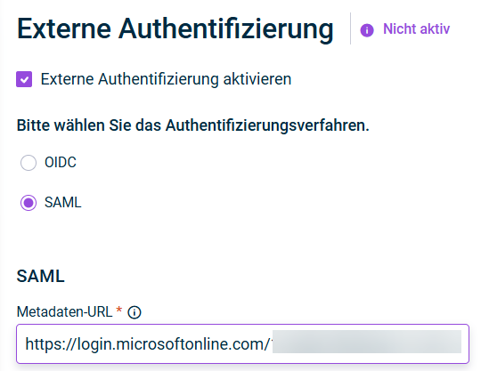 Zeigt das Feld 'Metadaten-URL' in Lucanet an