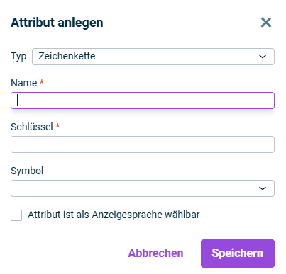 Zeigt den Dialog 'Attribut anlegen'